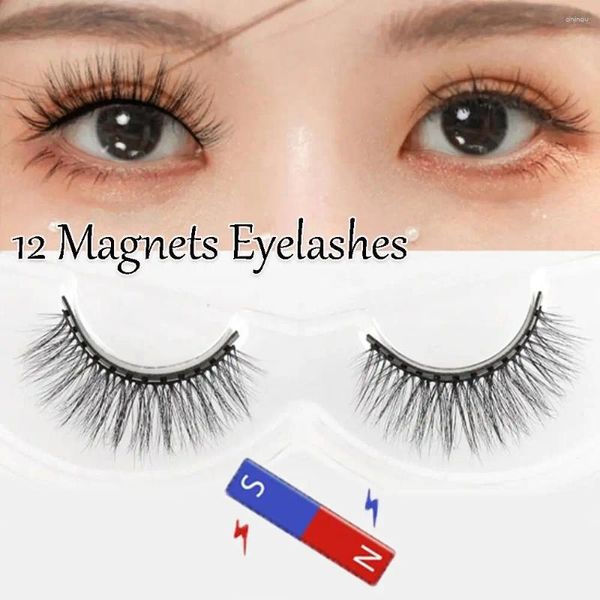 Cílios postiços wispy fofo magnético fácil de usar ferramentas de maquiagem de olho reutilizáveis artesanais naturais longos falsos