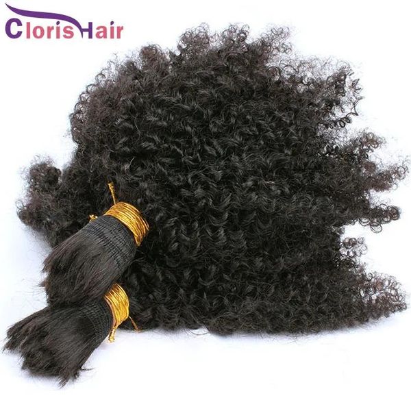 Bulks peruano afro kinky encaracolado trança de cabelo para atacado 100% extensões de cabelo encaracolado em massa humano sem fixação pacotes de vison