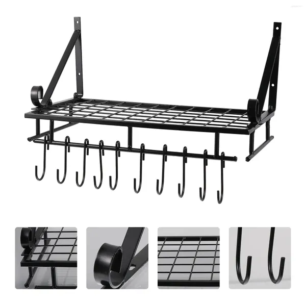 Küche Lagerung Regal Ständer Topf Halter Metall Haken Rack Eisen Finishing Multifunktions Abdeckung Zubehör Edelstahl Utensil