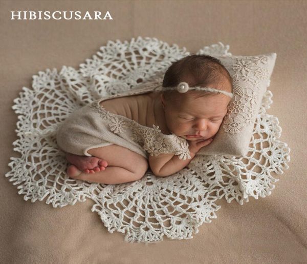 Coperte Fasce Born Baby Pography Puntelli Coperta di pizzo rotonda Cuscino 2 pezzi Set Cuscinetti per ricamo anelastici Tovaglia retrò Po Backd1025897