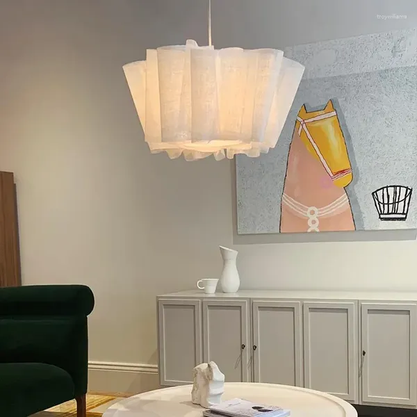 Kolye lambaları Modern Led Kumaş Avizesi Wabi Sabi Yatak Odası Işık Oturma Odası Restoran Dekoru Basit Yemek Masası Asma