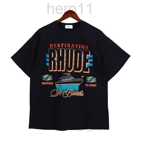 Rhude T-shirt da uomo Designer Taglie forti T-shirt unisex T-shirt pesante pesante T-shirt vintage hip-hop oversize da donna Maniche moda Top kenzo 3 BP30 V75G