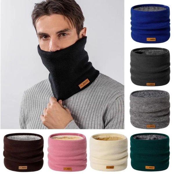 Lenços Mulheres Homens Inverno Pescoço Gaiter Cor Sólida Círculo Loop Cachecol Grosso Forro de Lã Tricô