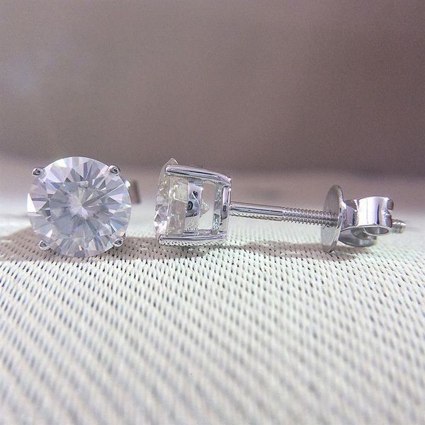 Echte 14K 585 Weißgold Schraubverschluss DF Farbe 2ctw Test positiv Rundschliff Moissanit Diamant Ohrringe für Damen CJ191203300p