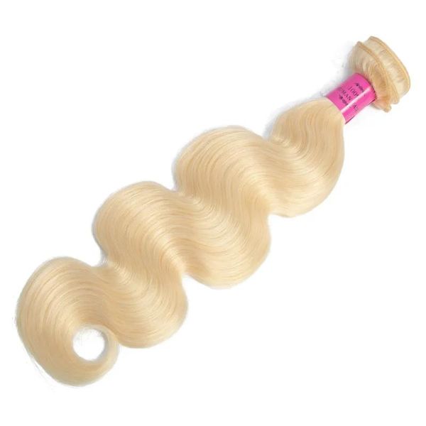 Tesse capelli vergini indiani peruviani brasiliani 613 # fasci di capelli umani biondi dell'onda del corpo 613 # colore chiaro 95105 g / pezzo tessuto completo dei capelli di Remy