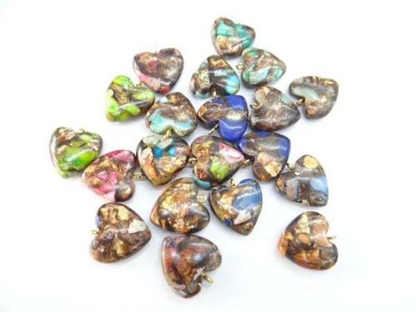 Diğer Doğal Taş Kuvars Kristal Turquoises DIY Mücevher Yapma Kolye Accessories için Deniz Sedimanter Kalp Şekilli Kolye 10pc