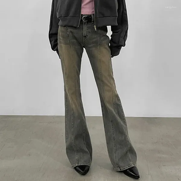 Calças de brim femininas americano retro streetwear y2k sexy cintura baixa calças jeans moda hip-hop boot-cut calças 2024 primavera verão