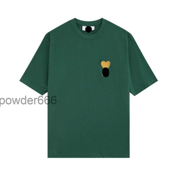 Amis Designer футболка высшего качества с короткими рукавами универсальная новая классическая футболка с вышивкой Gold Heart Love Letter Limited для мужчин и женщин N35L