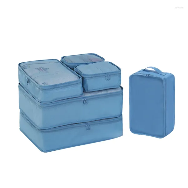 Sacos escolares personalizados à prova d'água dobrável organizador de bagagem conjunto de nylon leve portátil cubo de embalagem de viagem