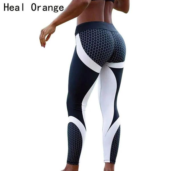 Fatos de treino curar laranja mulheres esporte leggings yoga calças 3d impressão push up sexy emagrecimento calça fitness roupas correndo collants ginásio sportswear c19