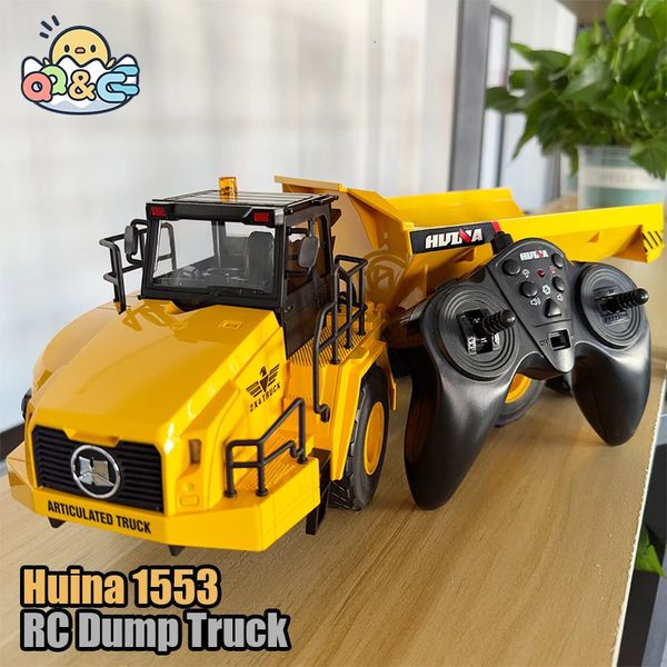 1/16 Rc Truck Dumper Huina 1553 Bagger Crawler 9Ch 2,4G Funkgesteuertes Auto Elektrofahrzeug Traktor Modell Spielzeug für Jungen Geschenk 231230