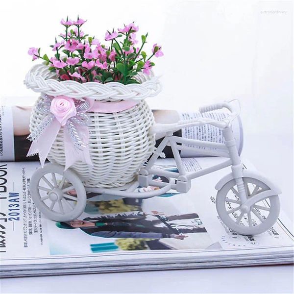 Vasi Eccellente contenitore per cesto di fiori per bici da triciclo bianco per vaso per decorazioni per la casa