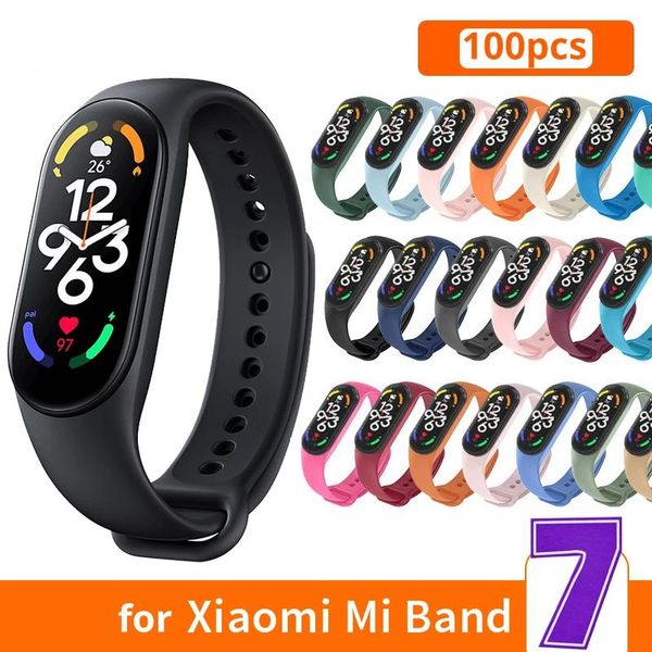 Zubehör 100 Stück MiBand 7 Armband für Xiaomi Mi Band 7 Armband Handgelenkschlaufe weiches Silikonband für Mi Band 7 Riemen Armband Correa Gürtel