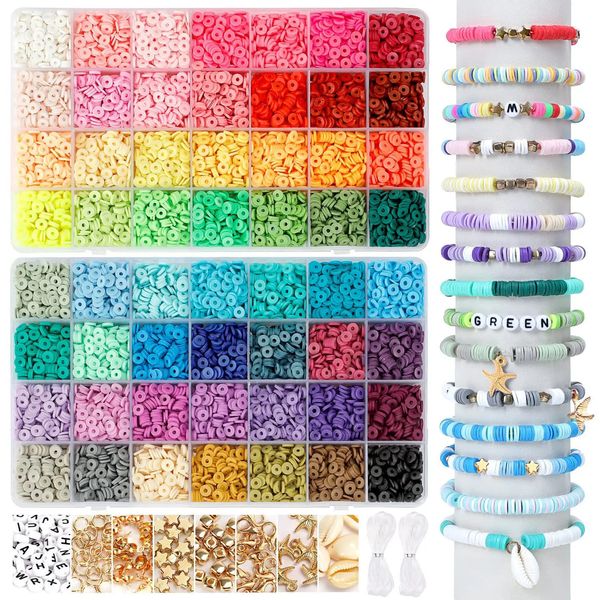 11200 pezzi Kit di perline di argilla arcobaleno di Natale 56 colori Perline di riso Perline di lettere per la creazione di gioielli Accessori per pendenti con bracciale fai da te 231229