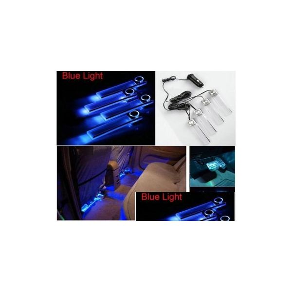 Luci decorative 4 in 1 12V Interni per auto Atmosfera Decorazione Lampada Azzurro Consegna a goccia Cellulari Motociclette Accessori per illuminazione Dhzan