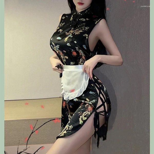 Roupas étnicas Sexy Apertado Split Cheongsam Saia Chinês Tradicional Qipao Vestido Charme Trajes Mulheres Cosplay Vintage Moda Elegante Adulto