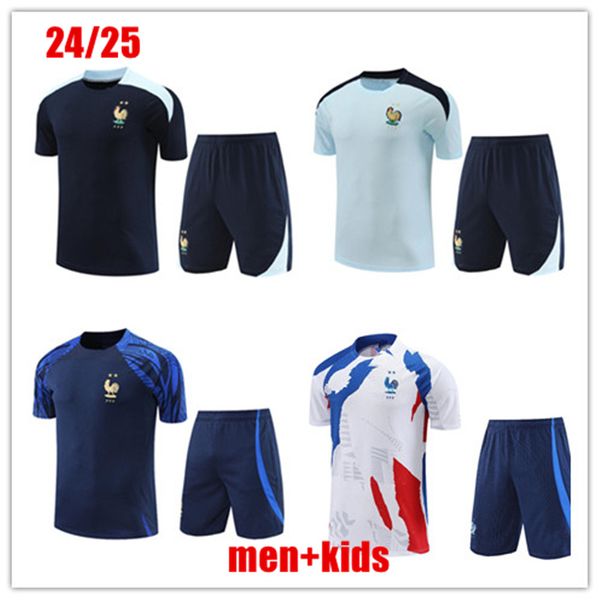 2024 Fransız Kulübü Tam Setler Futbol Formaları 22 23 Tank Üst Kısa Kollu Set Eğitim Takımı Giroud Mbappe Maillot de Ayak Equipe Maillots Kids Kit Futbol Gömlek