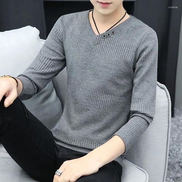 Herensweaters Gebreide trui Heren V-hals Casual Kleding met lange mouwen Groen Truien T-shirt Oud Groot Groot formaat Koreaanse mode Tops A