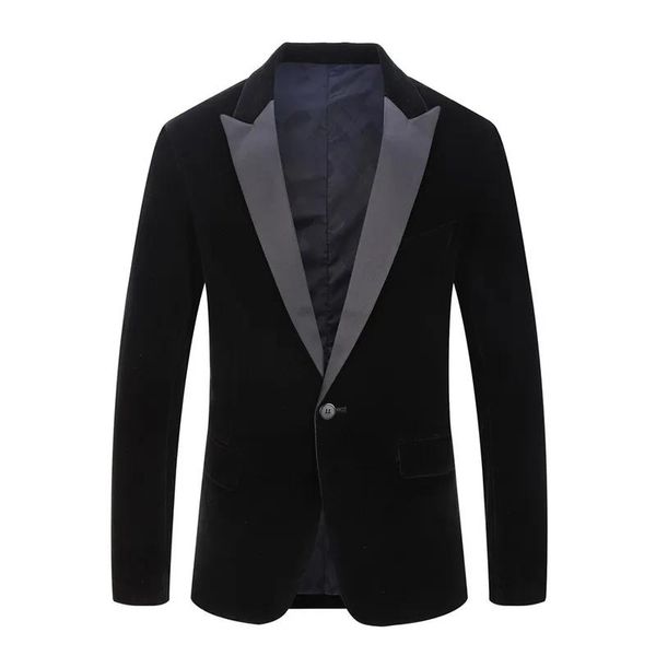 Blazer nuovi abiti classici da uomo in velluto elegante bordeaux blu reale nero moda matrimonio sposo slim fit smoking costume da ballo