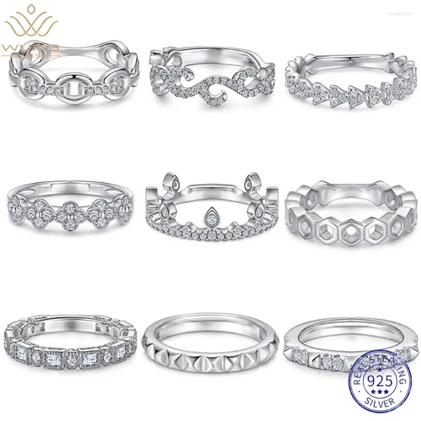 Anéis de Cluster Wuiha Real 925 Sterling Silver Criado Moissanite Row Diamantes Anel de Promessa para Mulheres Fine Jewelry Presentes Drop Atacado