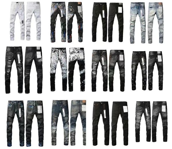 Nuovi jeans da uomo firmati con foro azzurro designer italiano uomo viola marca donna streetwear ricamo jeans da motociclista slim gamba dritta D2 di alta qualità