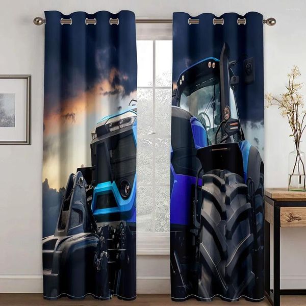 Tenda blu camion da corsa auto fuoristrada tende sottili per finestre per ragazzi soggiorno camera da letto mantovana decorazione 2 pezzi