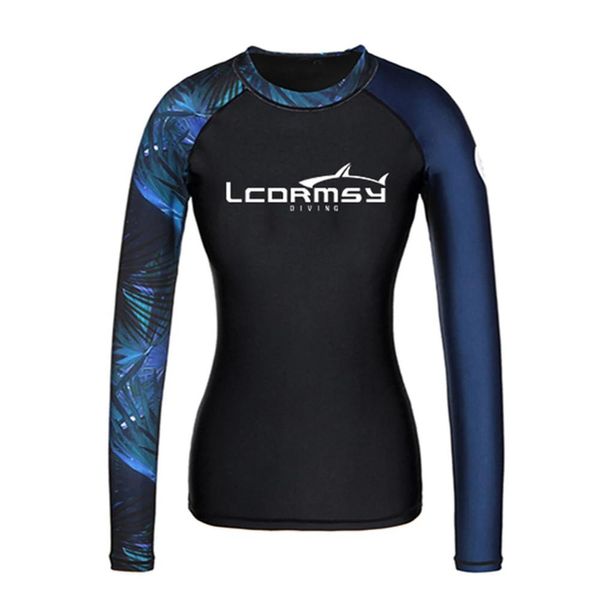 Camisetas Moda Prinha Mulheres Camisetas Protetor Camisetas Longa de Manga Longa Surf Top Água Esportes Praia Fiess Proteção do sol seco rápido UPF 50+ 2022