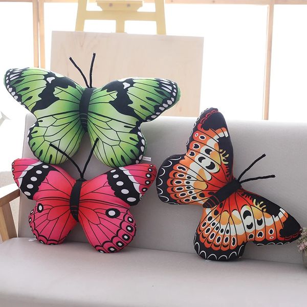 Oreiller en peluche papillon coloré, coussin en peluche réaliste, coussin de décoration de canapé pour la maison, 231229