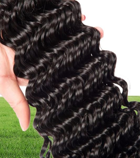 Cabello humano indio 4 paquetes de extensiones de cabello rizado de onda profunda de 8-28 pulgadas 4 unids/lote tramas dobles al por mayor Yiruhair1608485