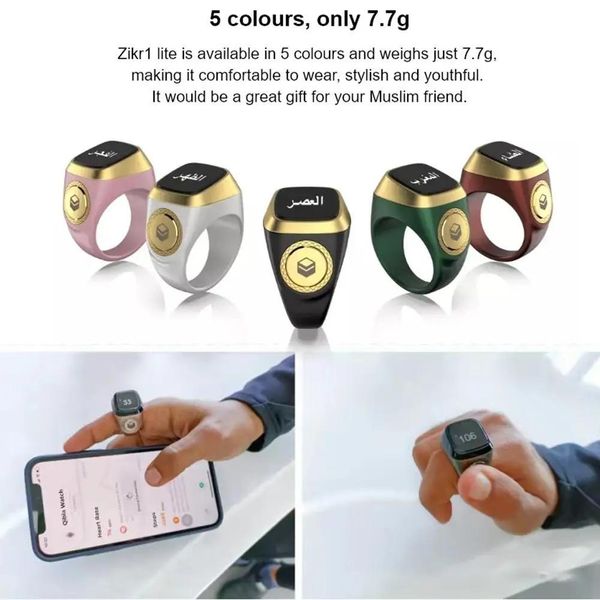 Aksesuarlar su geçirmez akıllı Tasbih Tally Counter Ring Müslümanlar için Zikr Dijital Tasbeeh 5 Dua Zamanı Hatırlatma Bluetooth -Comptable Rings