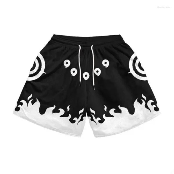 Shorts masculinos elegantes anime ginásio para homens treino de fitness atlético com bolsos placa engraçada 5 polegadas secagem rápida respirável