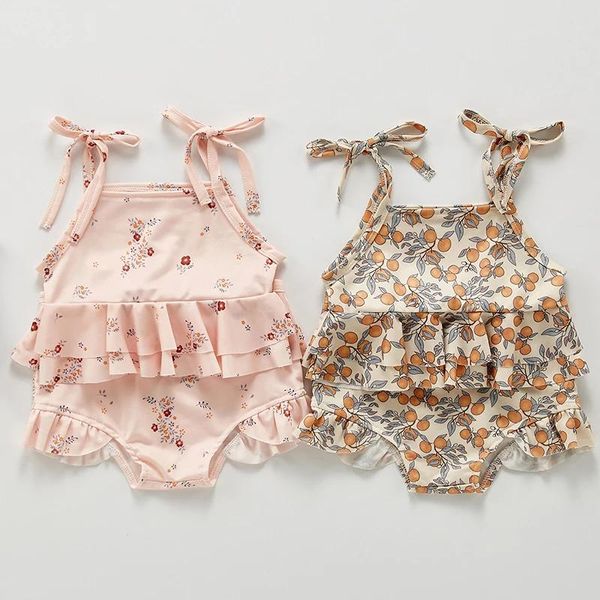 Set Baby Girl floreale senza maniche bikini rosa costumi da bagno costume intero estate 2021 nuovo costume da bagno 03 anni vestiti per bambini