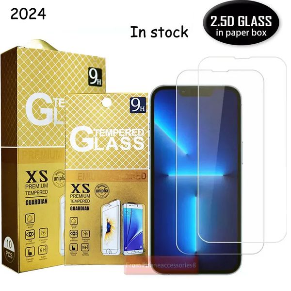 2024 heißverkaufter 5D-Displayschutz aus gehärtetem Glas für iPhone 15 14 13 12 11 PRO XS X XR MAX 0,3 mm Glas mit Einzelhandelspapiertüte