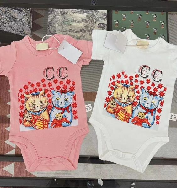 Macacões Bebê Meninas Uma peça Macacões Roupas de Algodão Menino Bodysuits Recém-nascidos Manga Curta Impresso Urso Designer de Luxo Desgaste Infantil 3673325