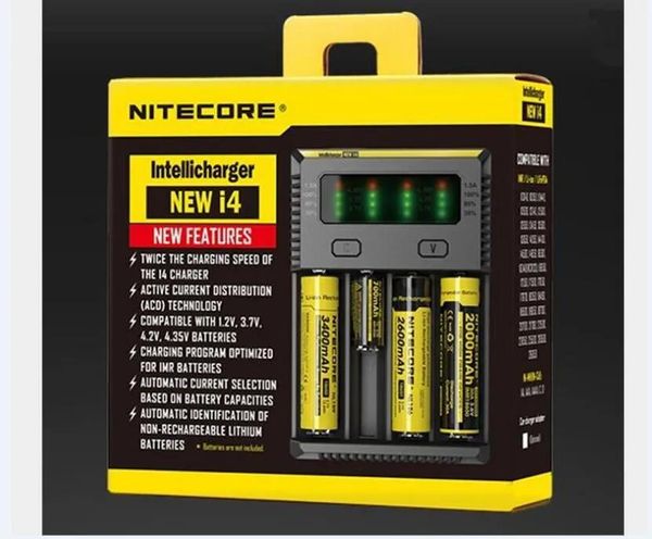 Carregadores Autênticos Nitecore I4 Intellicharger Carregador Universal 1500mAh Saída Máxima para 18650 18350 26650 10440 14500 Bateria