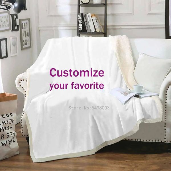 Marca personalizada lance cobertor 3d impressão sofá sherpa cobertor colcha colcha para crianças adultos diy colcha de pelúcia 231229