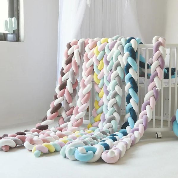 Set LOOZYKIT Paraurti per bambino Letto Treccia Nodo Cuscino Cuscino Paraurti per neonato Culla Protezione Culla Decorazione della camera Biancheria da letto