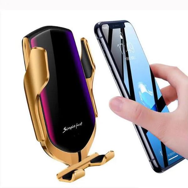 Caricabatterie Caricatore wireless per auto a bloccaggio automatico Carica rapida da 10 W per 11 Pro XR XS Supporto per telefono con sensore a infrarossi Huawei P30 Qi