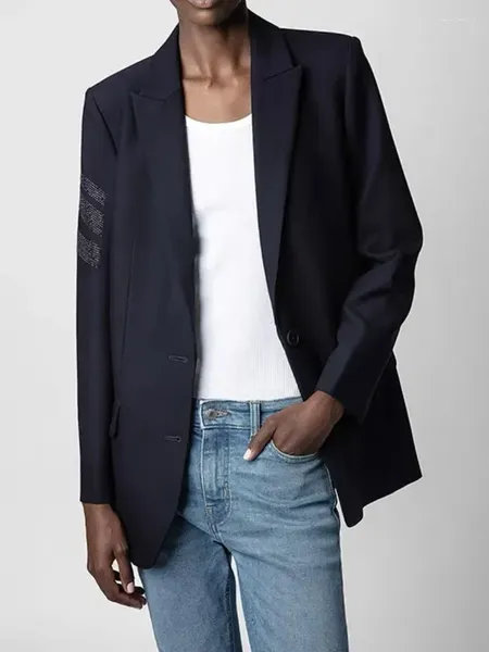 Abiti da donna Blazer casual con diamanti ondulati laterali in tinta unita autunno e inverno