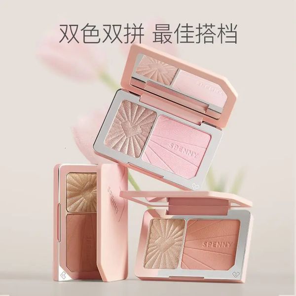 Spenny Blush Palette Highlighter 2in1 Natural Nude Makeup Pearlized Stereo Expansion erhellt den Hautton 231229