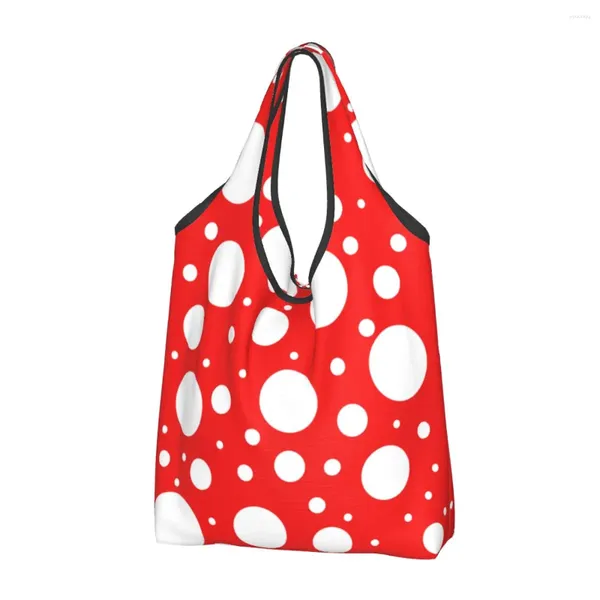 Sacos de compras Artista Japonês Yayoi Kusama Inspirado Pontos Saco Reutilizável Sacola de Supermercado Grande Capacidade Reciclagem Abstrata