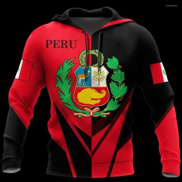 Herren Hoodies 2023 3D-Druck Mode Peru Flagge Kunst Einzigartige Männer/Frauen Premium Hrajuku Lässige Streetwear Hoodies/Reißverschluss/Sweatshirt Style-2