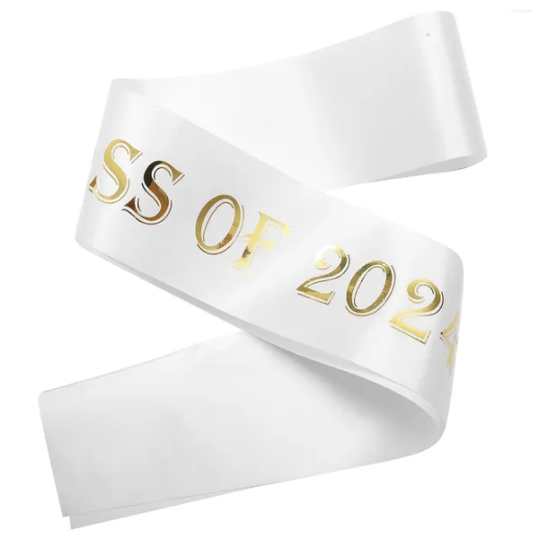 Forniture per feste Nastro per studenti per laurea Cintura con stola semplice Tracolla con fascia decorativa in tessuto bianco
