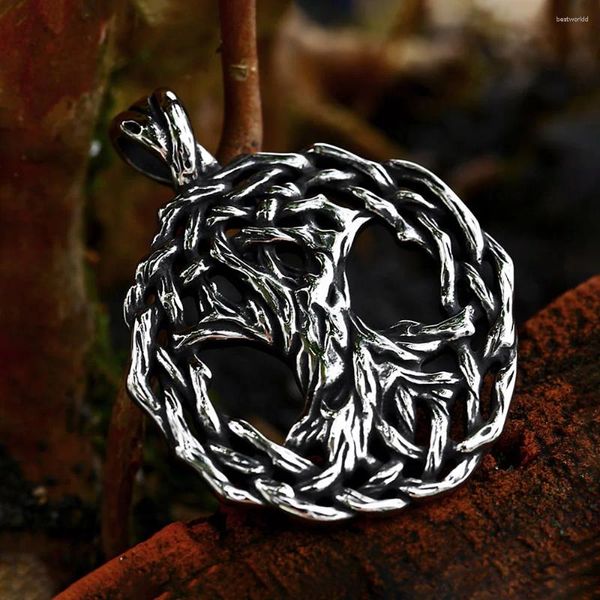 Anhänger Halsketten Vintage Viking Baum des Lebens Halskette für Männer 316L Edelstahl Odin Nordic Amulett Modeschmuck Großhandel