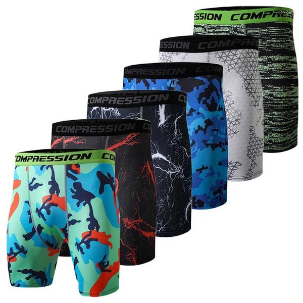 Shorts masculinos modernos pro camuflagem compressão de secagem rápida treinamento apertado correndo calças de fitness