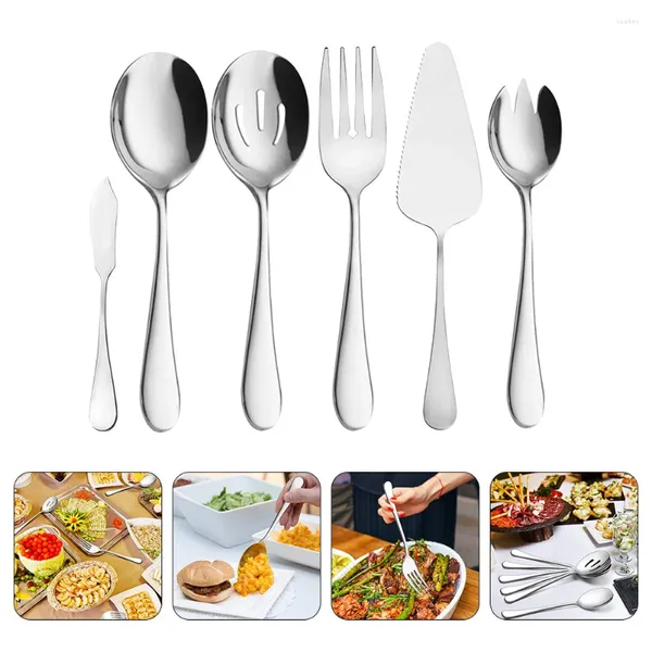 Conjuntos de louça de metal garfo e colher conjunto servindo utensílios facas de queijo aço inoxidável bife utensílios de mesa