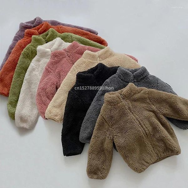 Jaquetas 2023 outono inverno crianças casacos crianças outerwear menino quente sólido lã jaqueta bebê meninas roupas