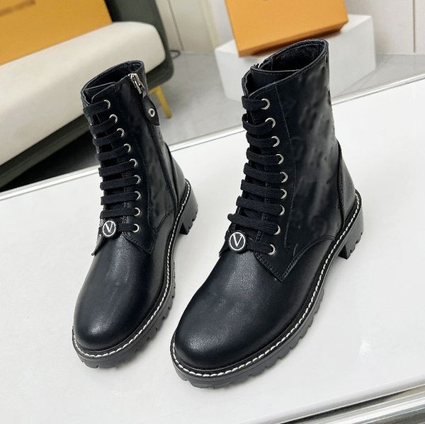 Marca francesa de luxo em relevo mulheres designer martin botas clássicas flores antigas de fundo plano rendas até botas de neve luxo couro moda zíper lateral senhoras bota de cavaleiro