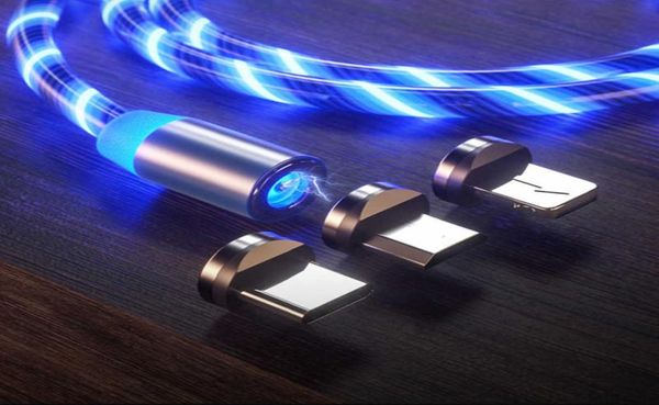 Зарядные устройства Кабели Tutew LED Glow Flowing Magnetic Charger Usb-кабель Type C Micro USB C 8-контактный зарядный кабель для iPhone Магнитный кабель Char8323295