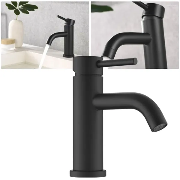 Rubinetti per lavandino del bagno 1 pz Rubinetto in acciaio inossidabile nero opaco Rubinetto moderno per lavabo Maniglia monoforo Accessori per la casa